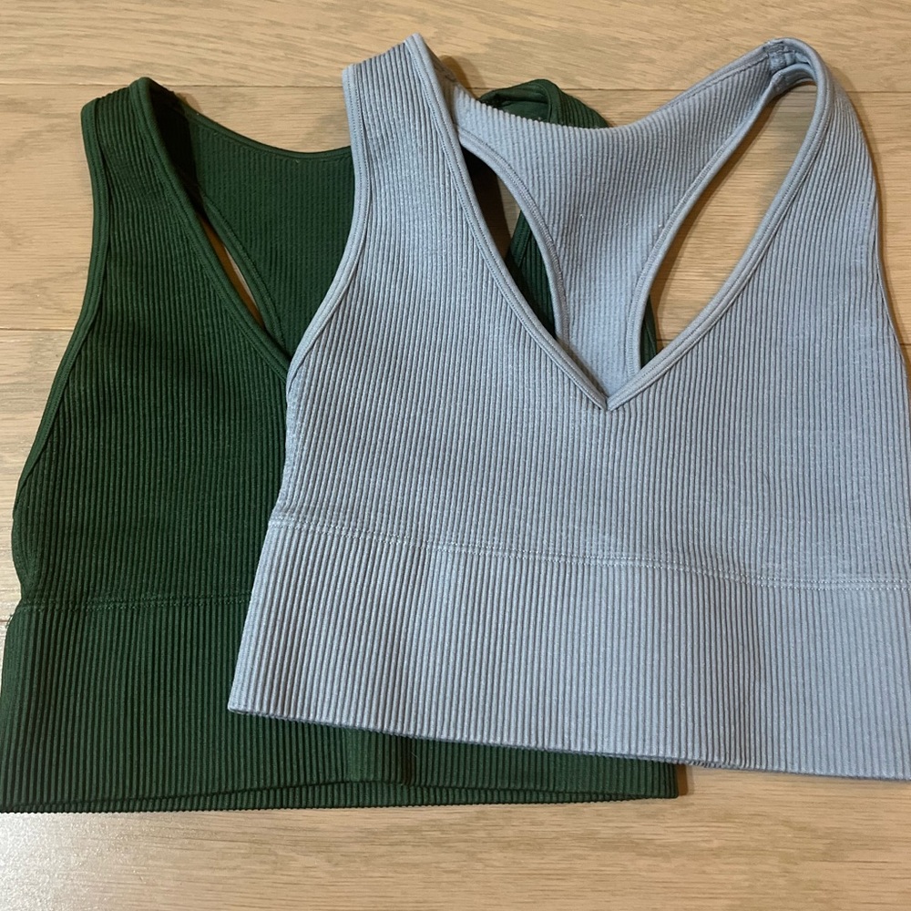 Set of Gilly Hicks V-Neck Tank Tops in Green and Blue